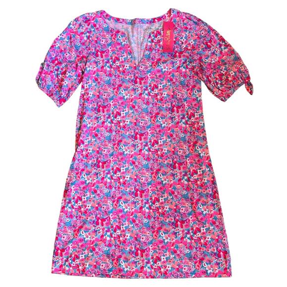 Lilly Pulitzer Women’s Sz M NWT Pink Floral Dress Short Sleeve Easley T-Shirt - Picture 3 of 9